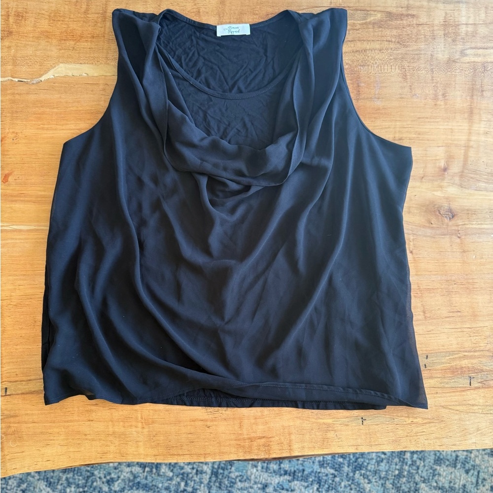 Elegant Black Cowl Neck Sleeveless Blouse